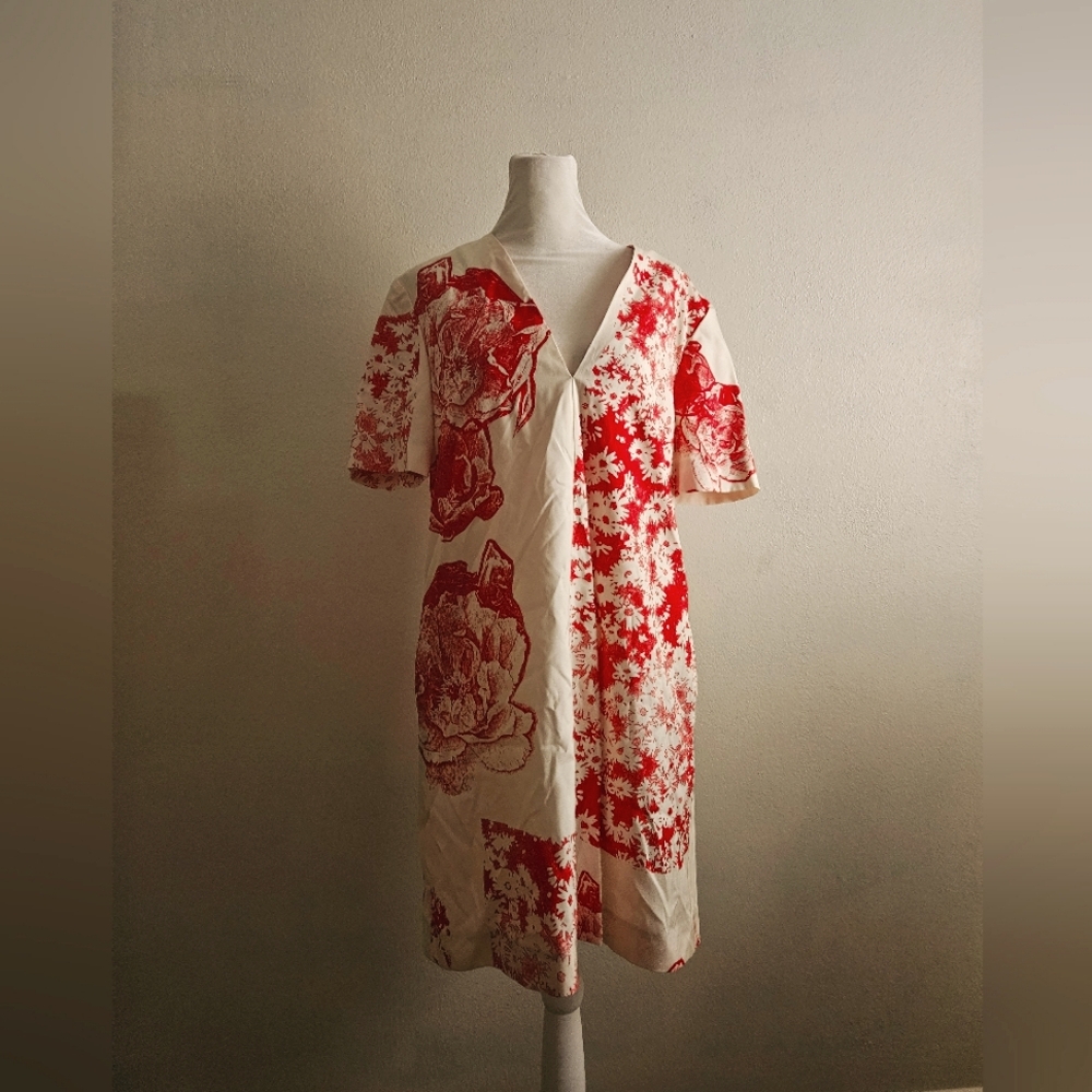 Stella McCartney silk dress desginer aline red floral print luxury item  eu42